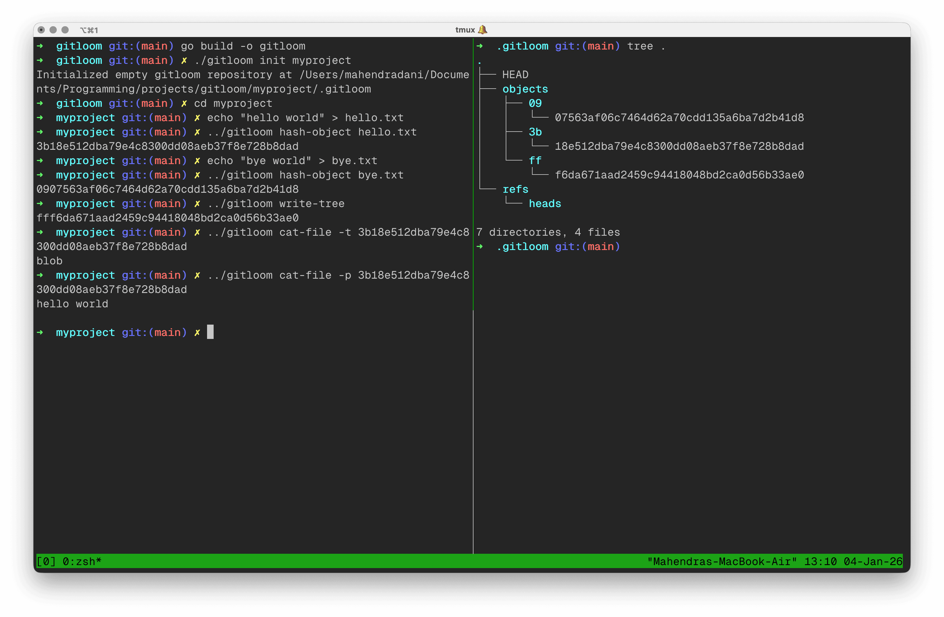 Example workflow of gitloom